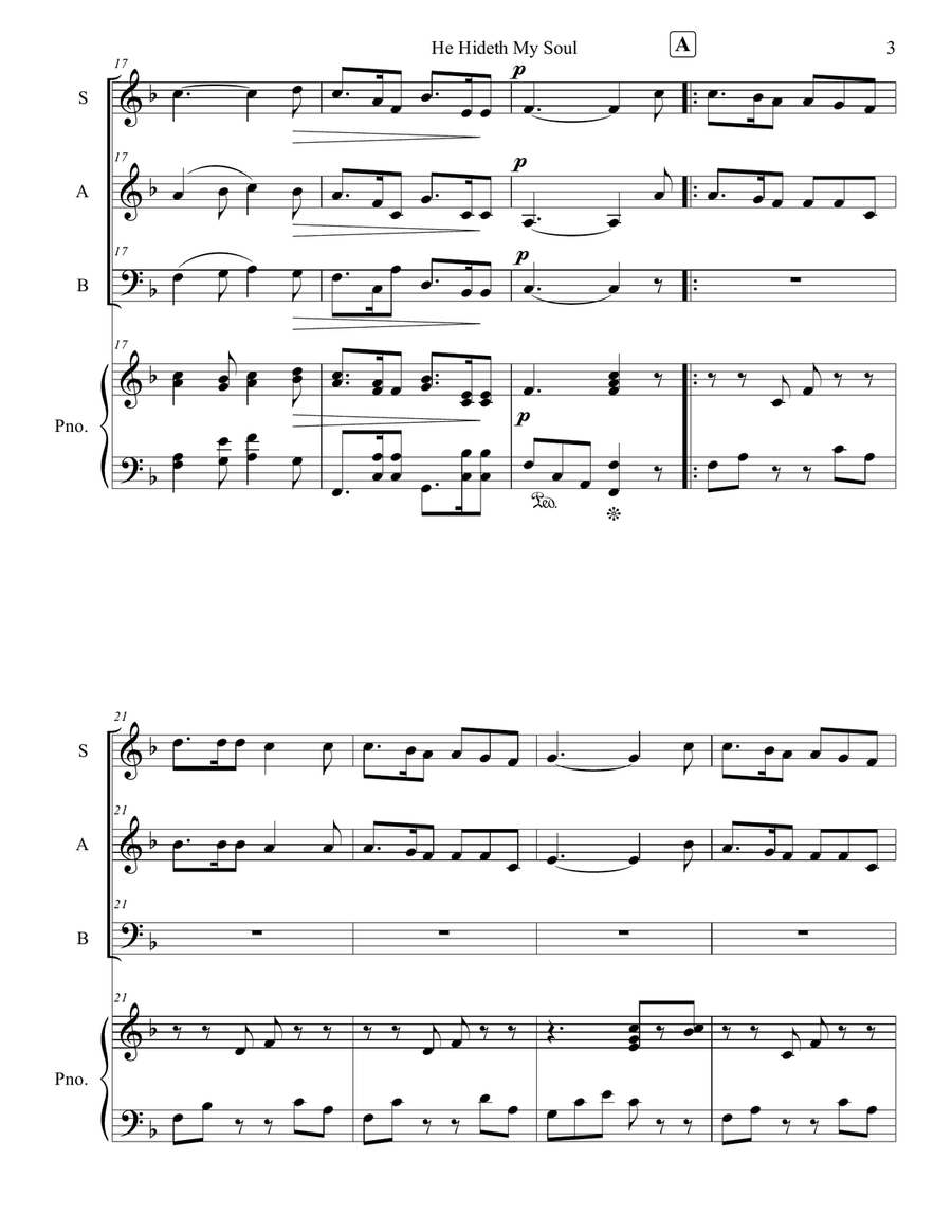 He Hideth My Soul 3-Part scores gallery preview page 3
