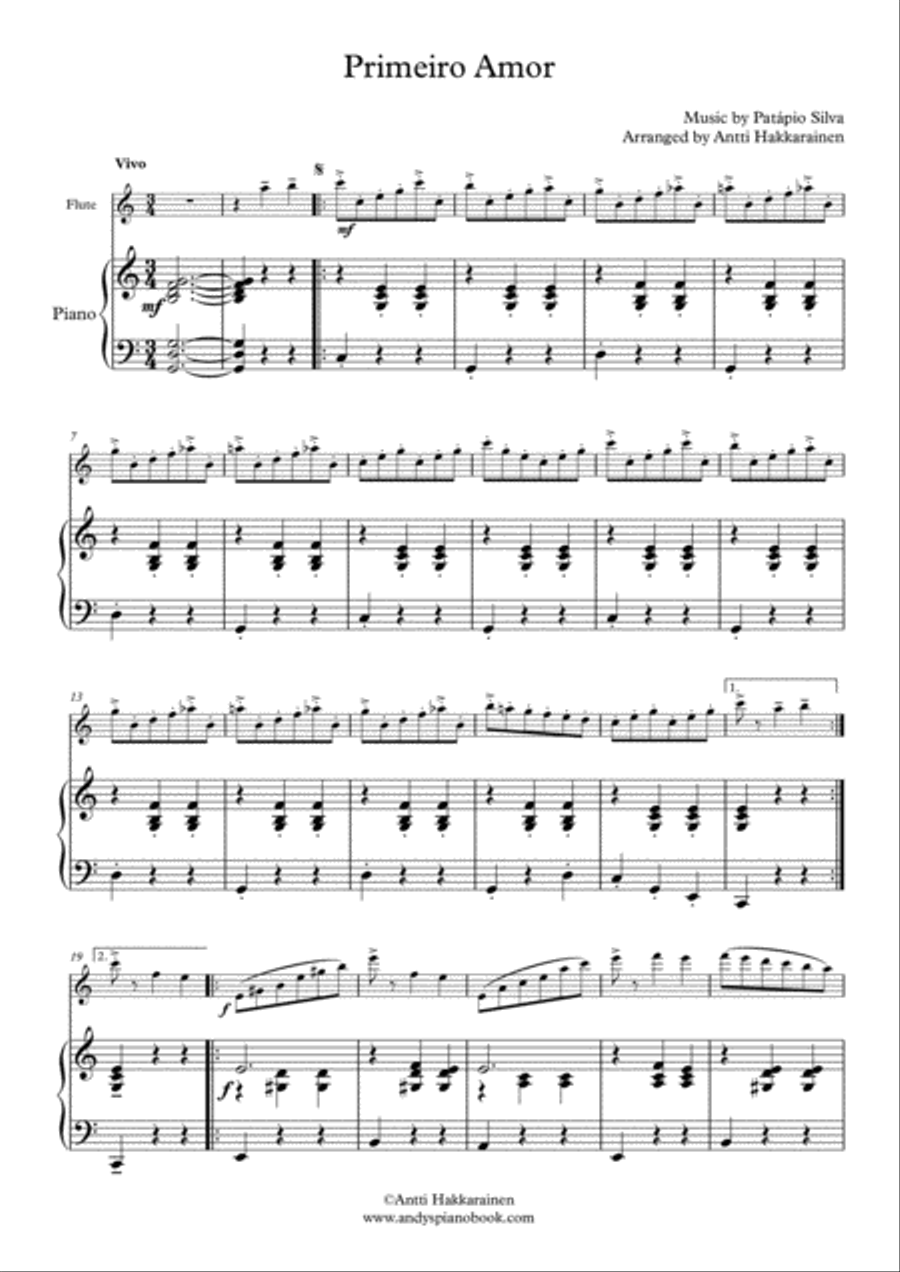 Primeiro Amor by Patápio Silva - Flute & Piano Flute Solo scores gallery preview page 2