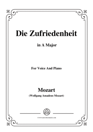 Mozart-Die zufriedenheit,in A Major,for Voice and Piano