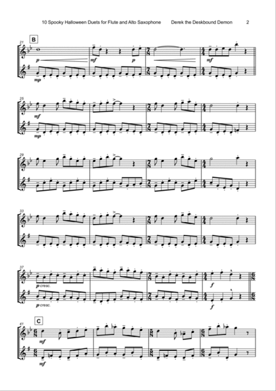 10 Spooky Halloween Duets for Flute and Alto Saxophone