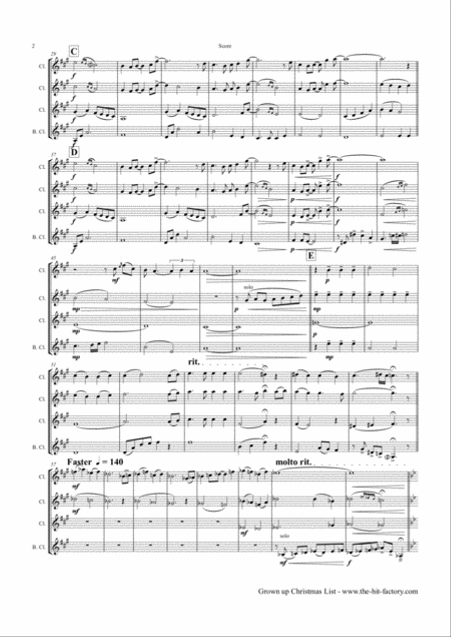 Grown-Up Christmas List Woodwind Quartet scores gallery preview page 2