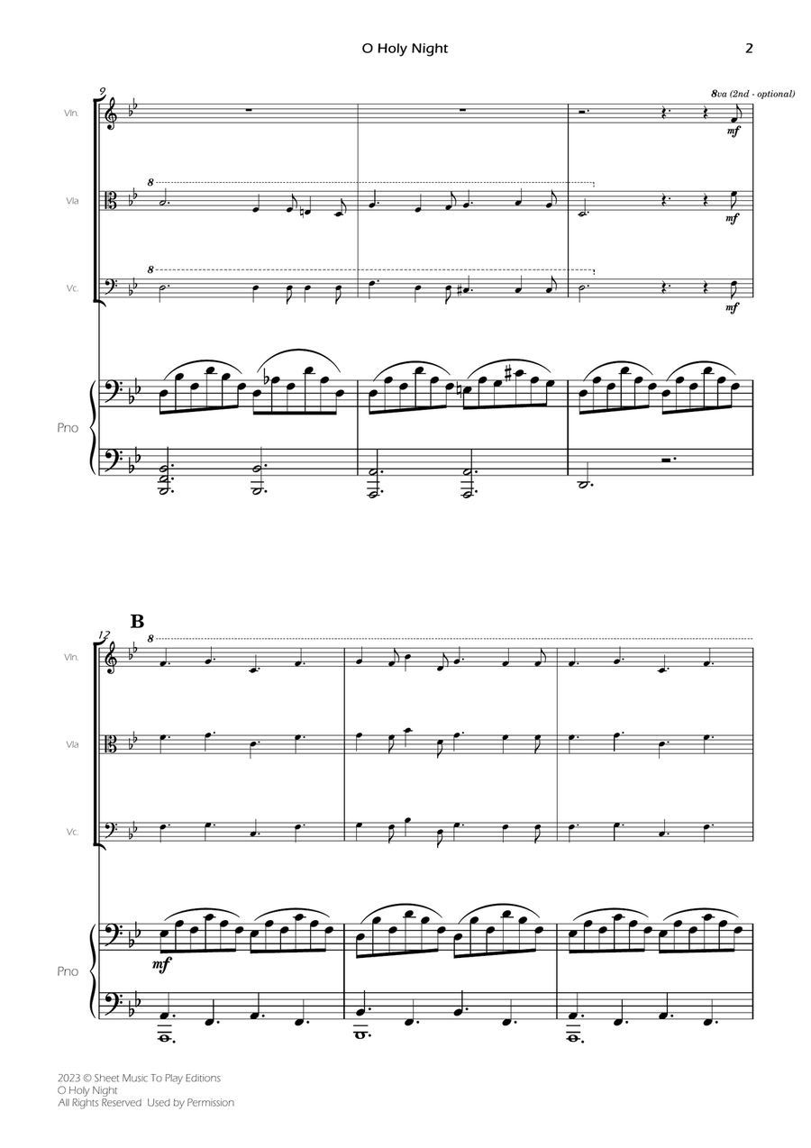 O Holy Night - Piano Quartet (Full Score and Parts) Piano Quartet scores gallery preview page 4