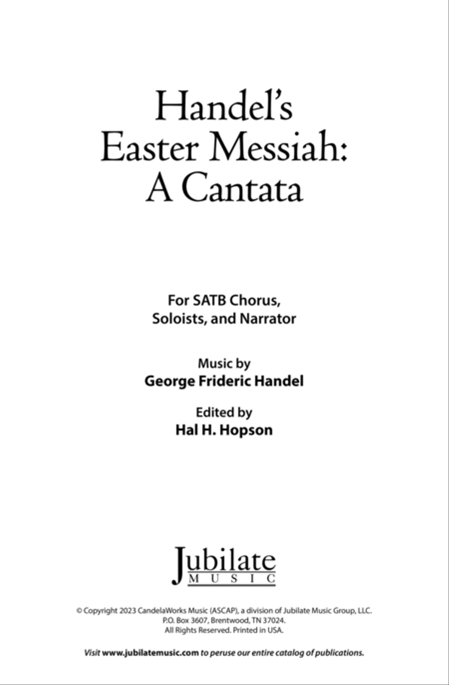 Handel's Easter Messiah: A Cantata 4-Part scores gallery preview page 2