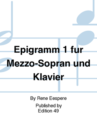 Book cover for Epigramm 1 fur Mezzo-Sopran und Klavier