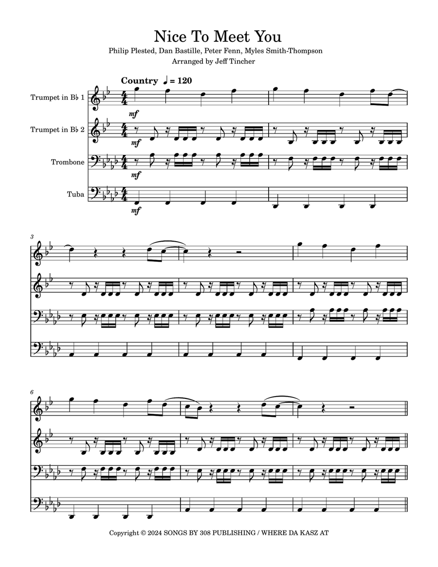 Nice To Meet You Brass Quartet scores gallery preview page 2
