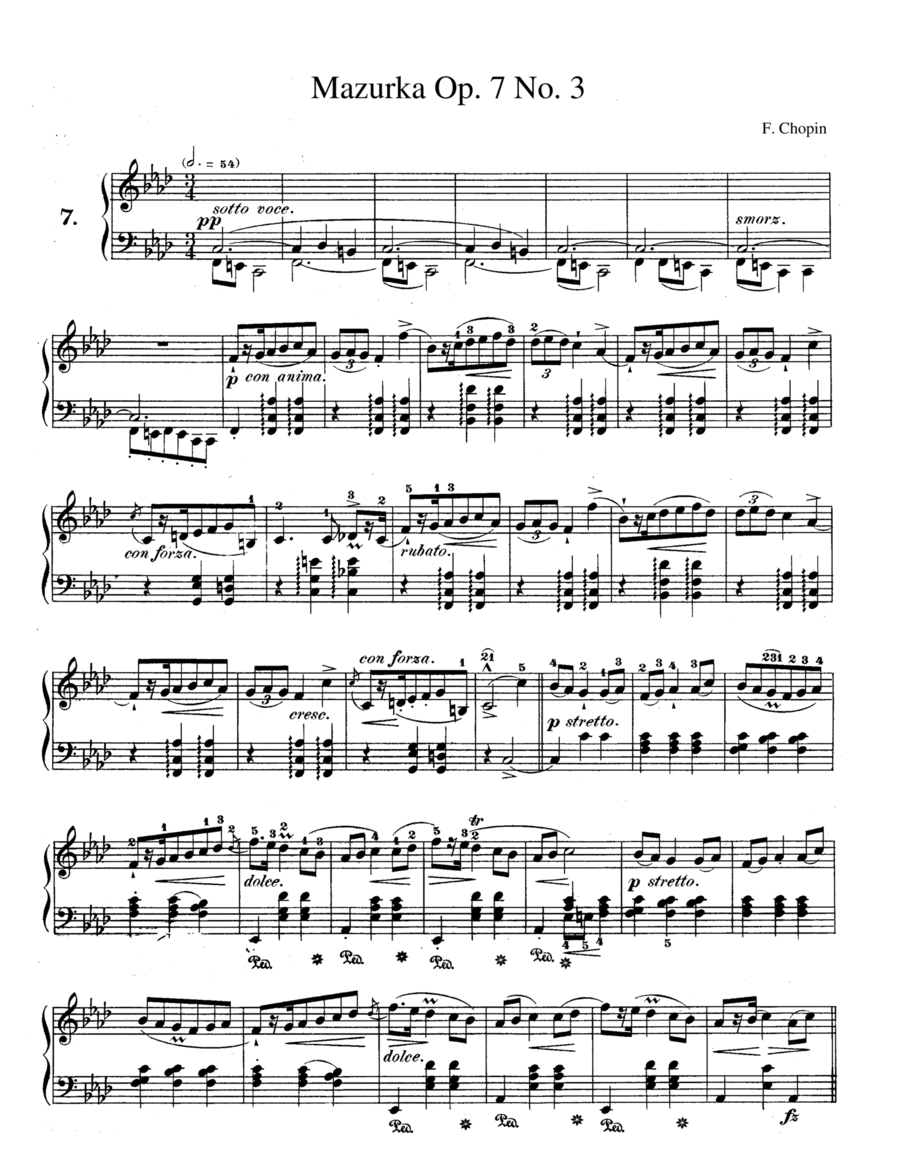 Chopin Mazurka Op. 7 No. 3 in F Minor (Fm) image number null