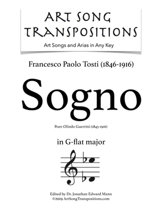 Book cover for TOSTI: Sogno (transposed to G-flat major)