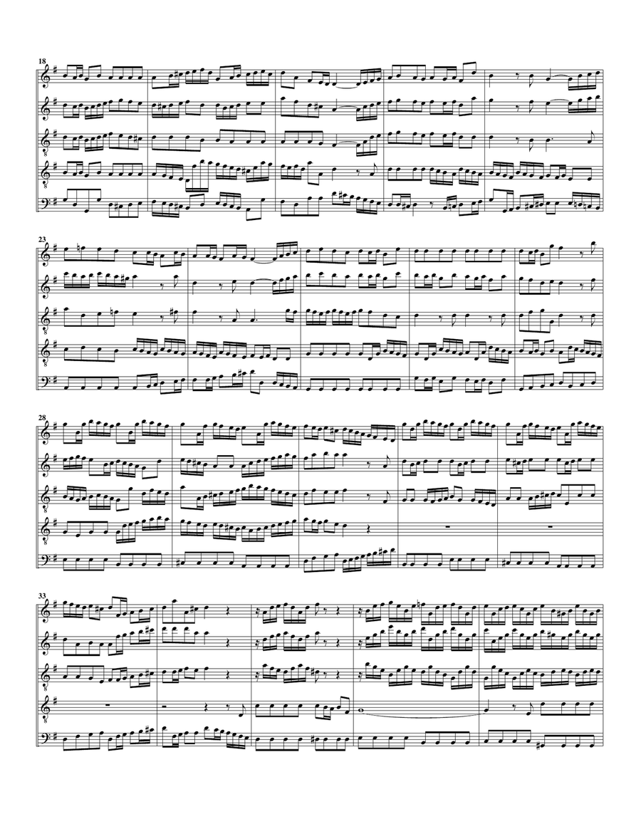 Aria: Wie will ich lustig lachen from Cantata BWV 205 (arrangement for 5 recorders) Recorder scores gallery preview page 3