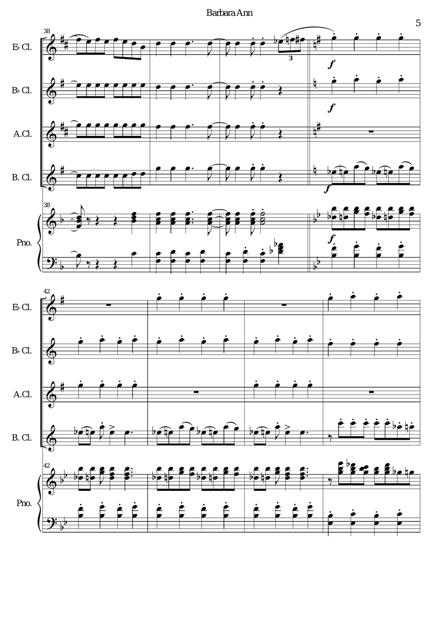 Barbara Ann B-Flat Clarinet scores gallery preview page 5