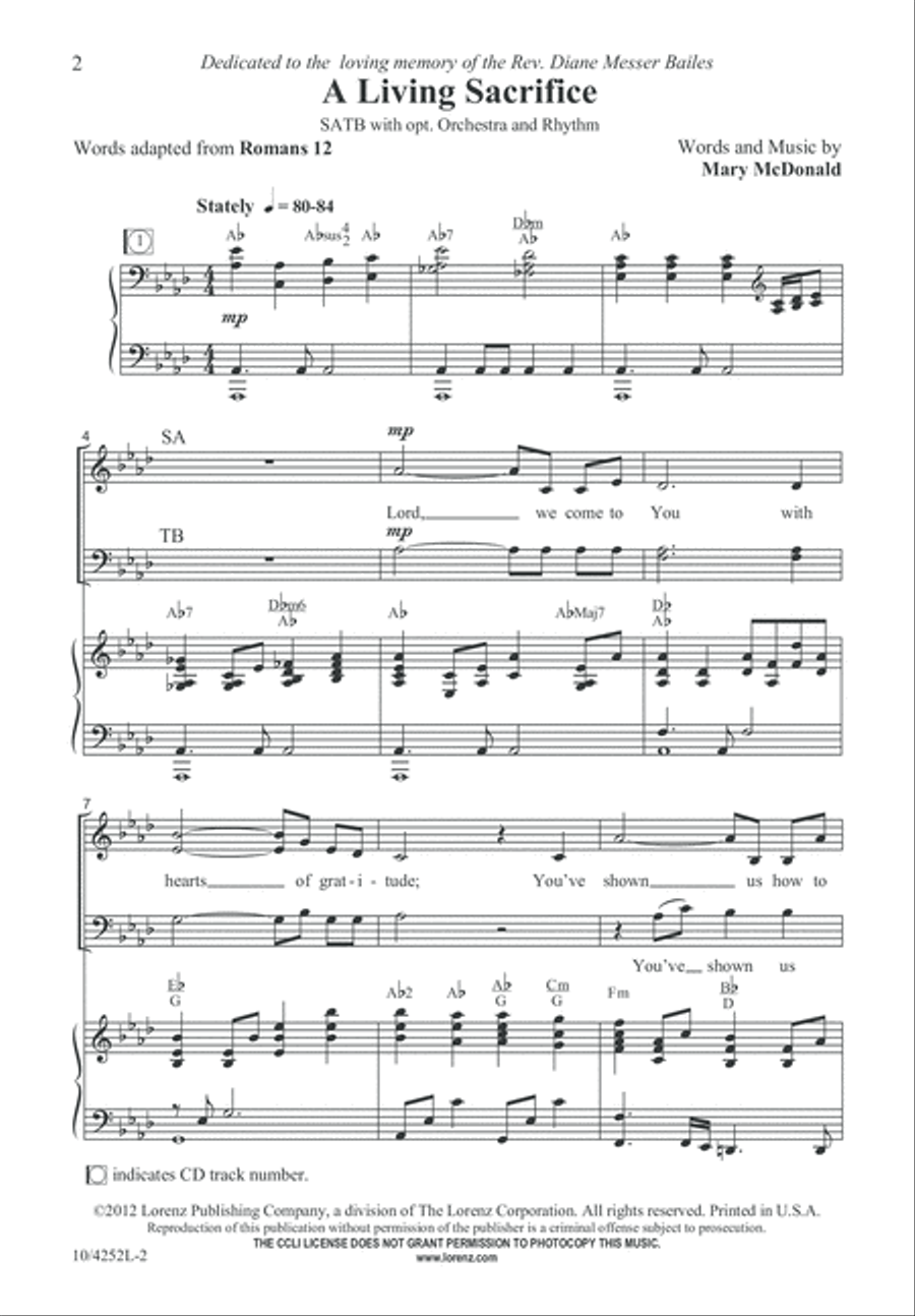 A Living Sacrifice A Living Sacrifice 4-Part scores gallery preview page 2