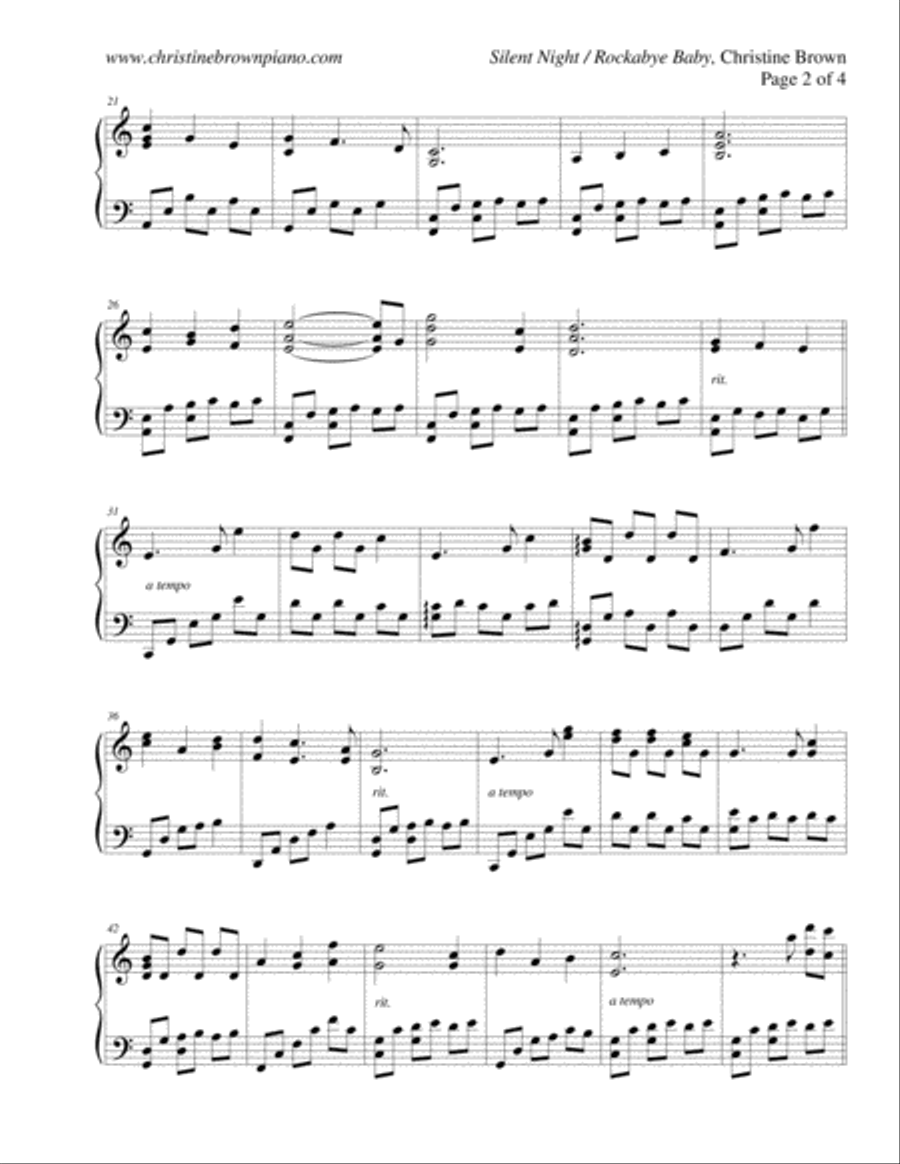 Silent Night / Rockabye Baby Piano Solo scores gallery preview page 2