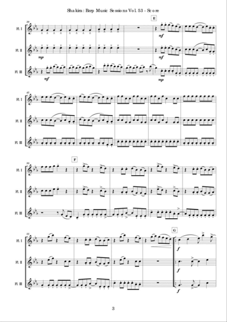 Shakira: Bzrp Music Sessions Vol. 53 Woodwind Trio scores gallery preview page 4