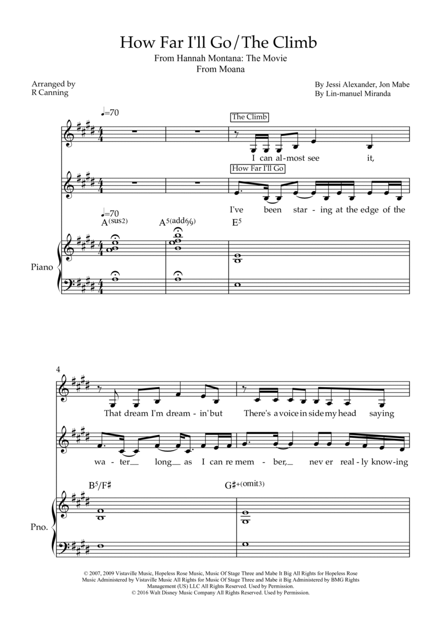 How Far I'll Go Medium Voice scores gallery preview page 1