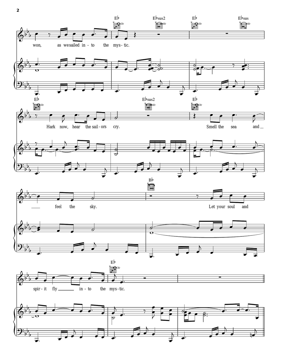Into The Mystic Piano, Vocal, Guitar scores gallery preview page 2