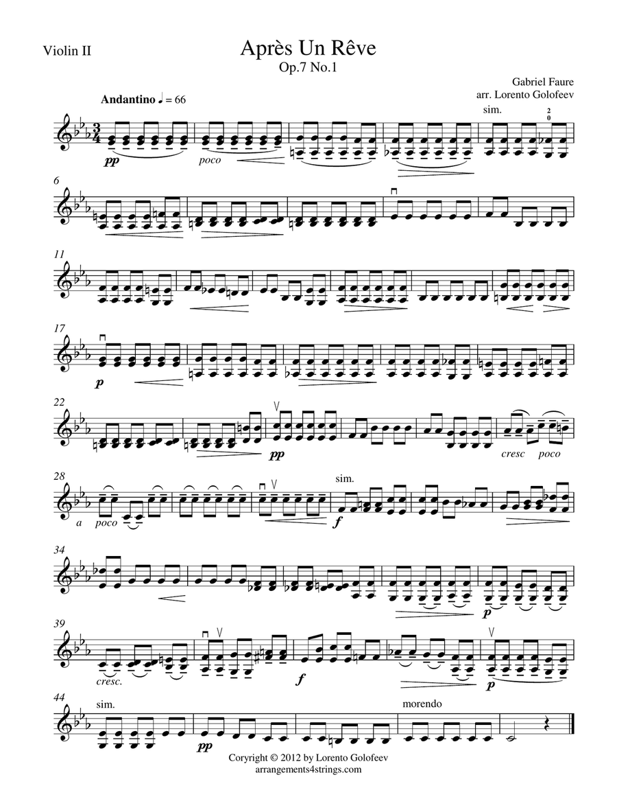 Apres Un Reve String Quartet scores gallery preview page 2