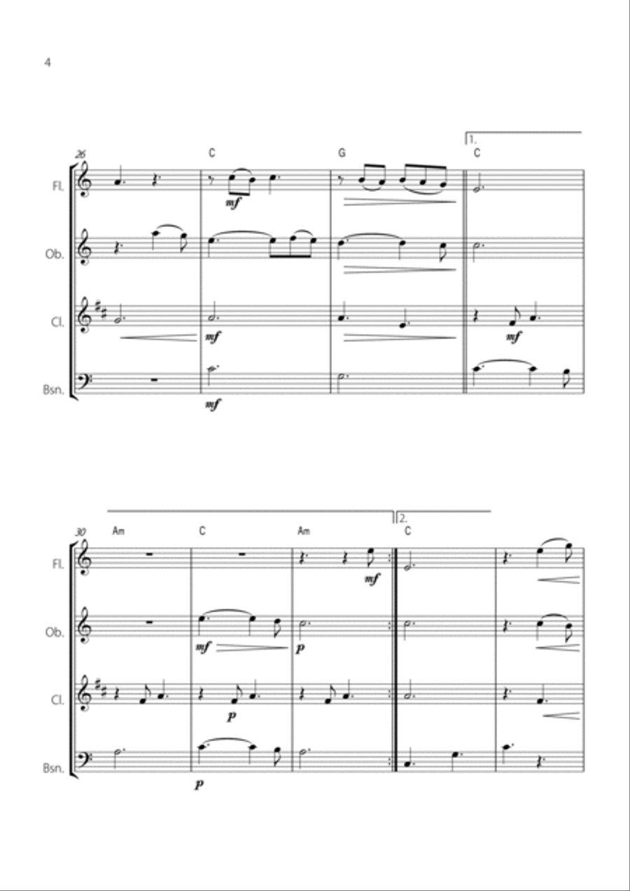 Hallelujah Woodwind Quartet scores gallery preview page 4
