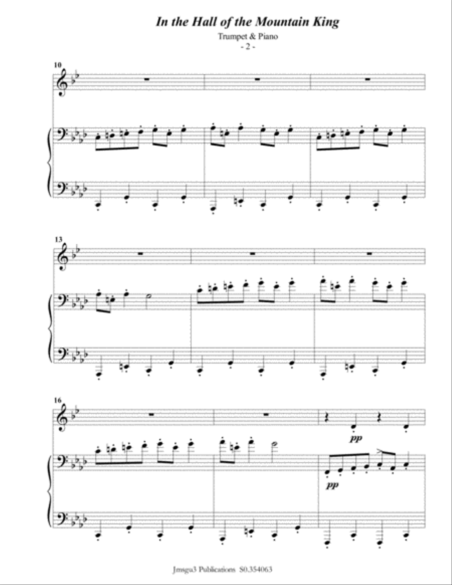 Grieg: Hall of the Mountain King from Peer Gynt Suite for Trumpet & Piano B-Flat Trumpet scores gallery preview page 3