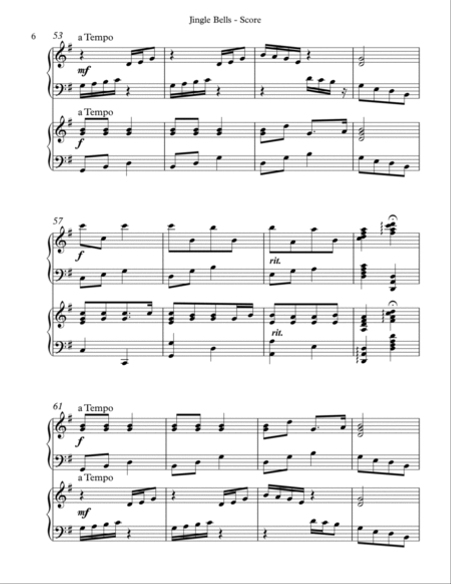 Jingle Bells, Harp Duet Celtic Harp scores gallery preview page 6