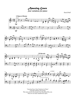 Amazing Grace: four variations for piano