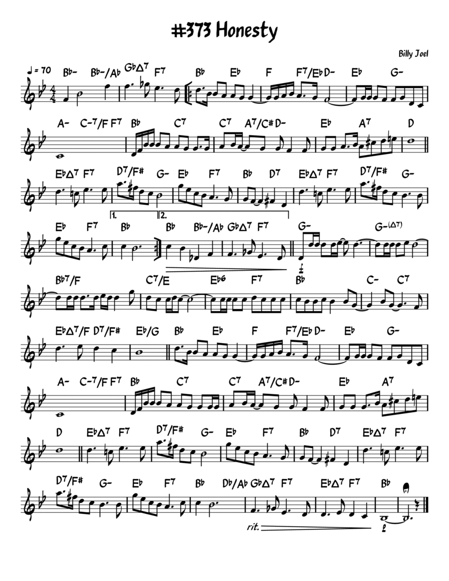 Honesty Piano scores gallery preview page 1