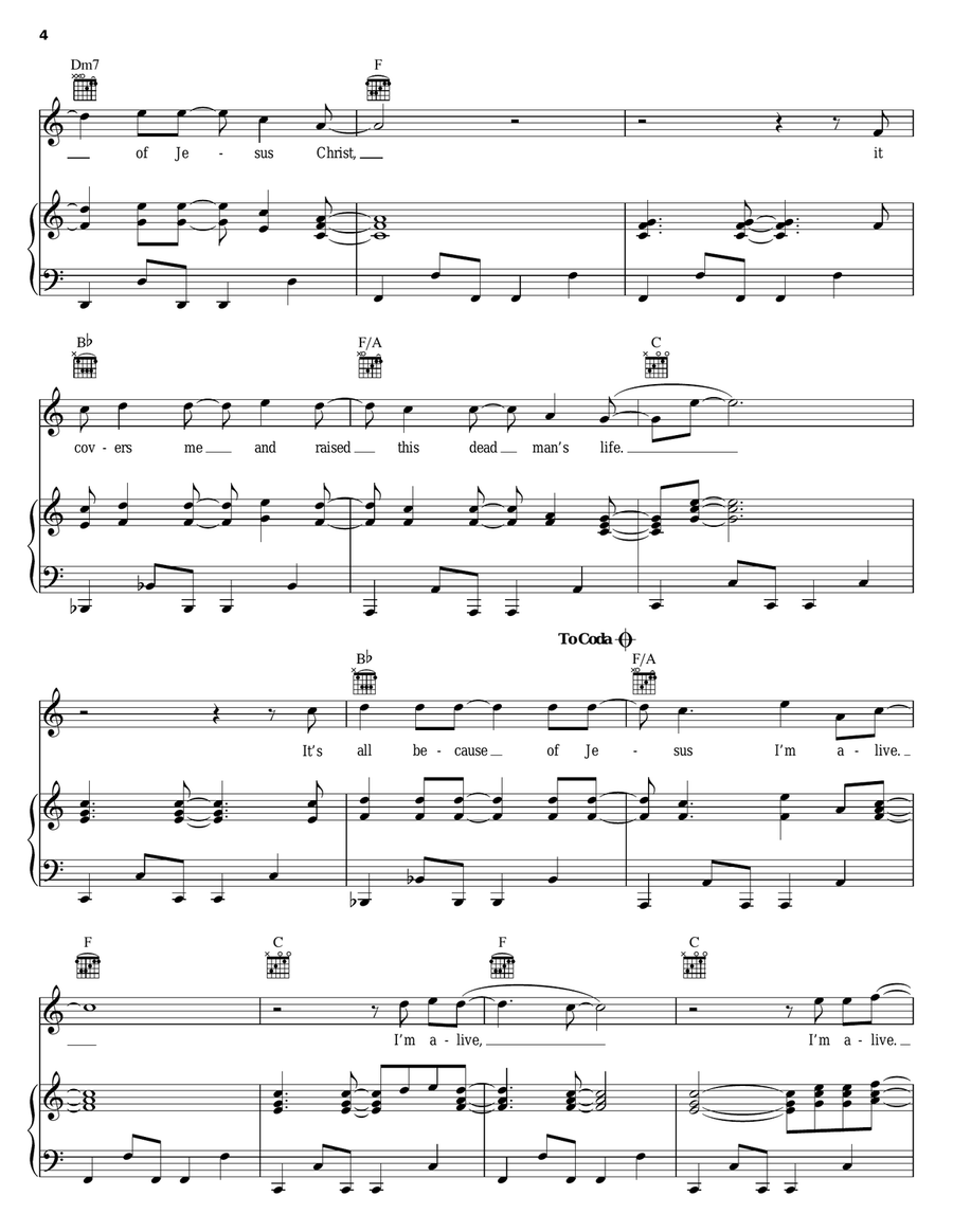 All Because Of Jesus Piano, Vocal, Guitar scores gallery preview page 4