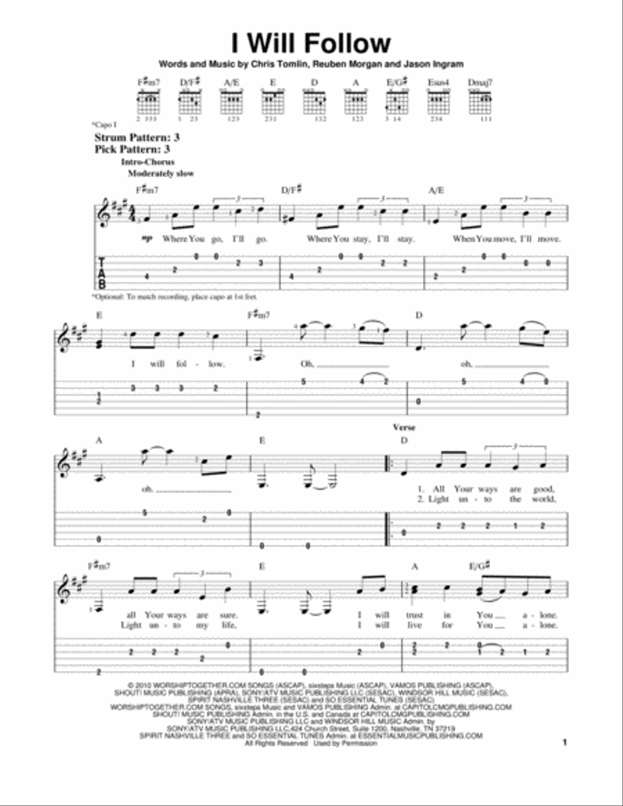I Will Follow Acoustic Guitar scores gallery preview page 1