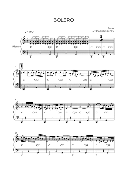 BOLERO - RAVEL - PIANO (EASY) image number null