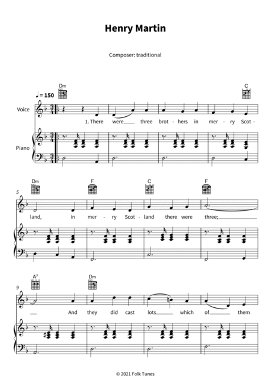 Henry Martin Henry Martin Piano, Vocal, Guitar scores gallery preview page 3