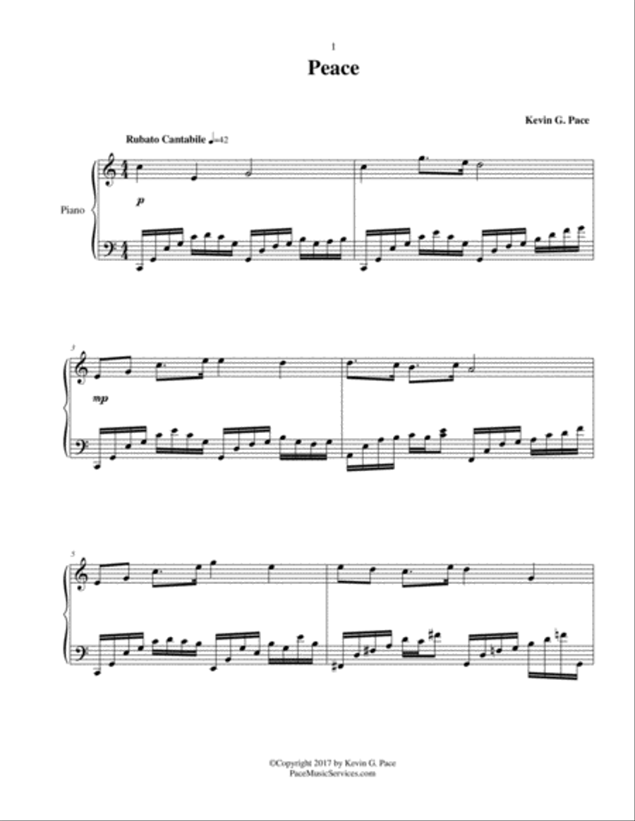 Peace - original piano solo prelude Piano Solo scores gallery preview page 2