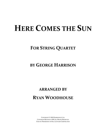 Here Comes The Sun by The Beatles String Quartet - Digital Sheet Music