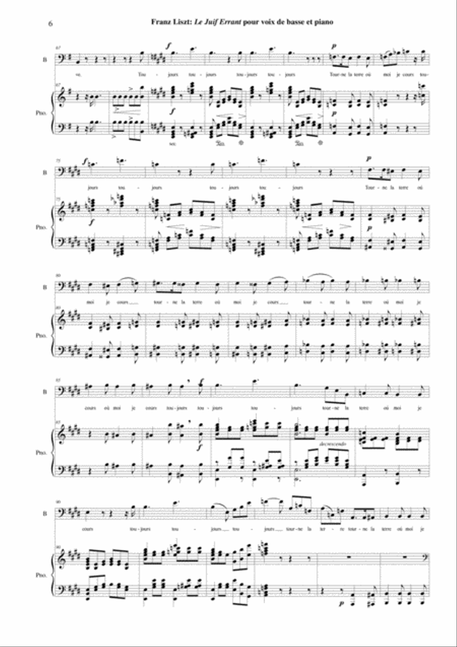 Franz Liszt: Le Juif Errant for bass-baritone and piano, original key of e minor Bass Voice scores gallery preview page 6