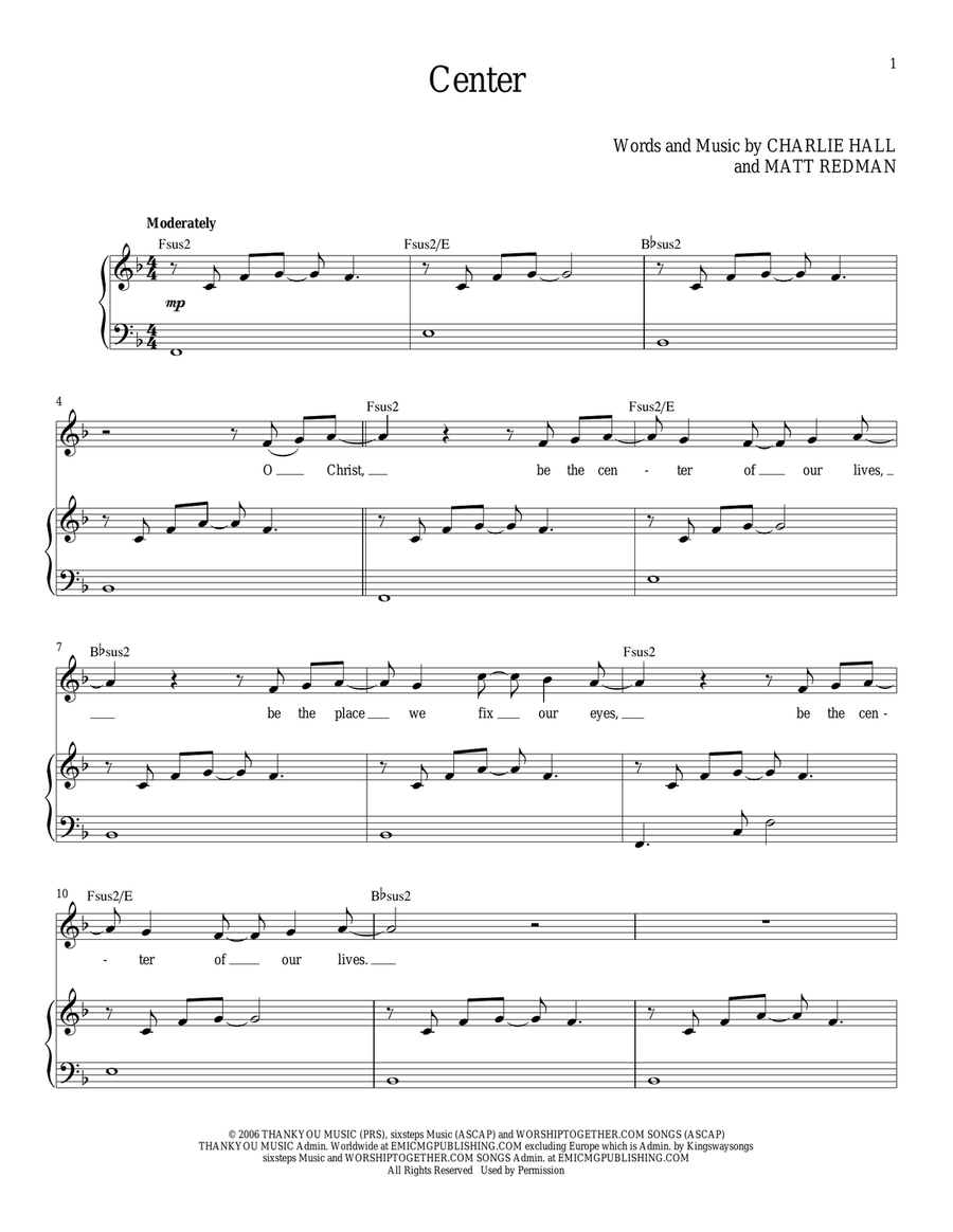 Center Piano, Vocal scores gallery preview page 1