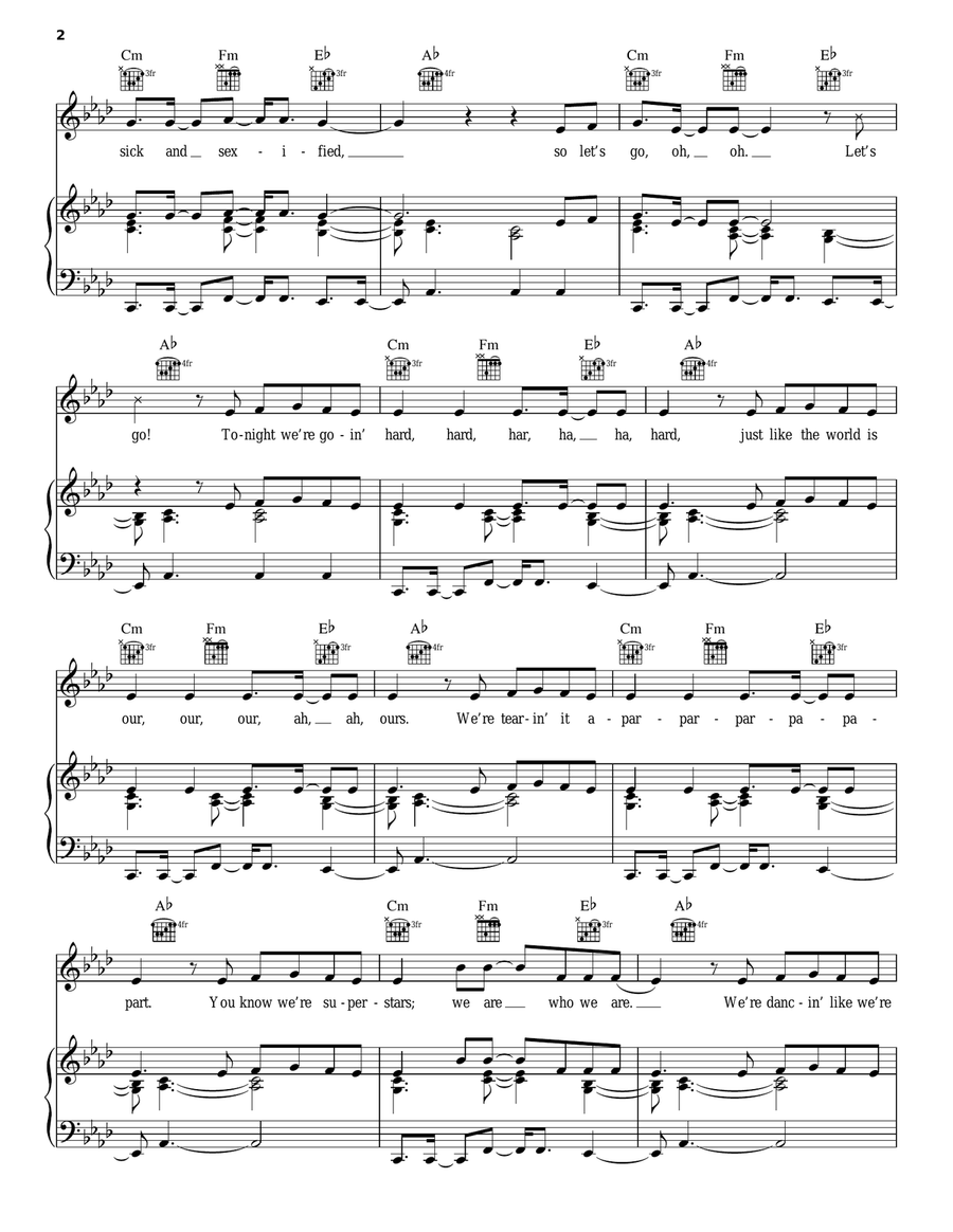 We R Who We R Piano, Vocal, Guitar scores gallery preview page 2