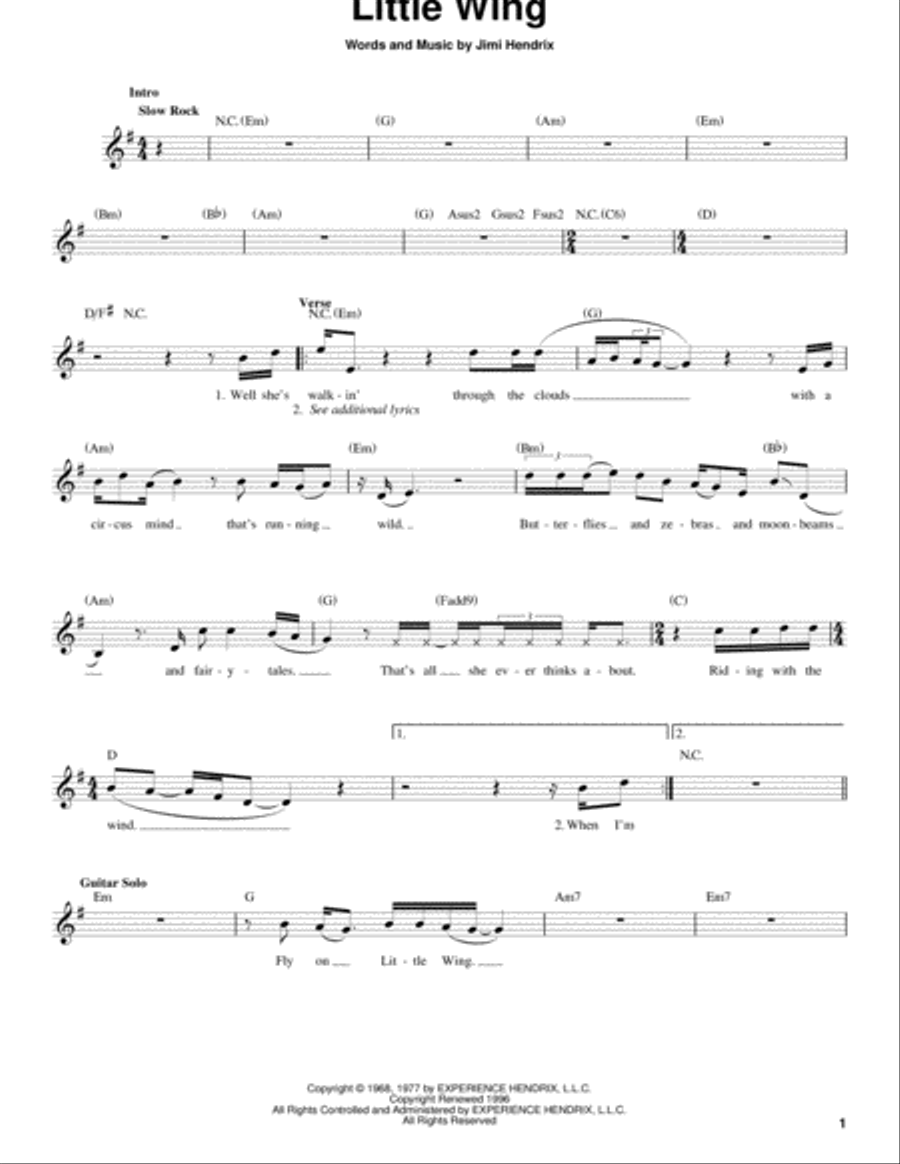 Little Wing Little Wing Acoustic Guitar scores gallery preview page 1