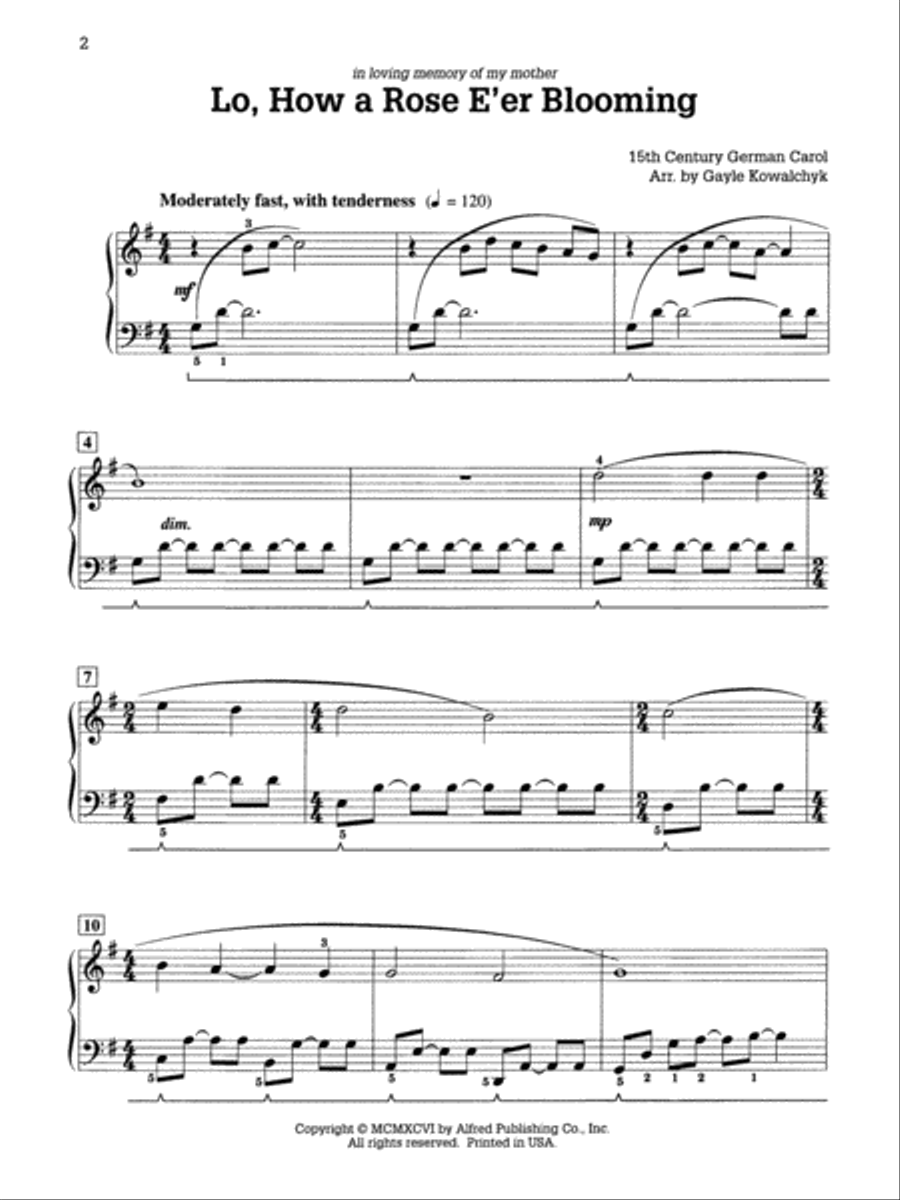 Lo, How a Rose E'er Blooming Piano Solo scores gallery preview page 2