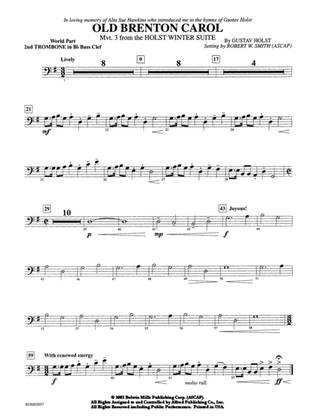 Old Brenton Carol (from the Holst Winter Suite): WP 2nd B-flat Trombone B.C.