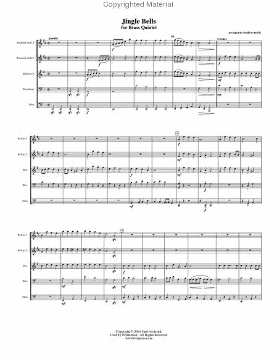 Jingle Bells Brass Quintet scores gallery preview page 2