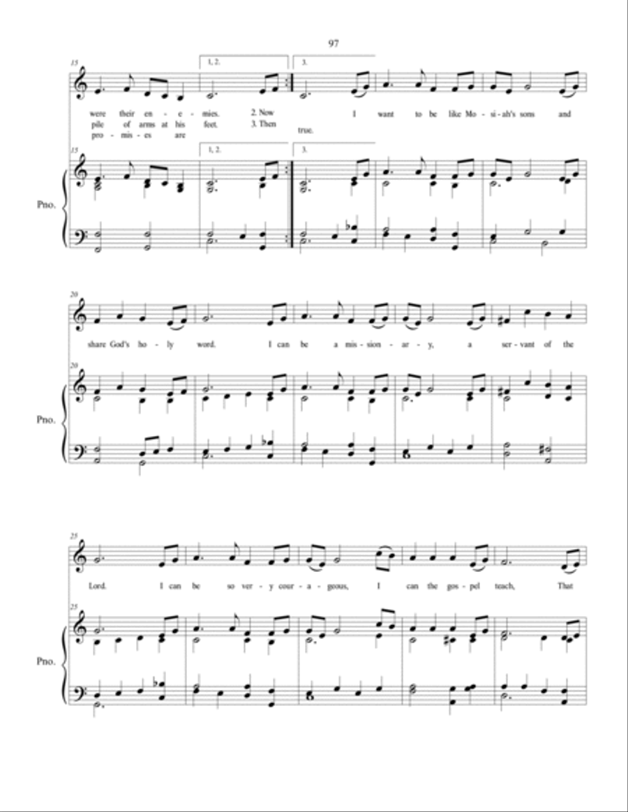 The Sons of Mosiah, children's song from the Book of Mormon, Another Testament of Christ Voice scores gallery preview page 3