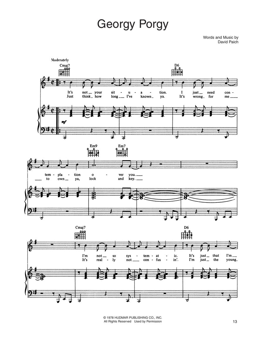 Georgy Porgy Piano, Vocal, Guitar scores gallery preview page 1