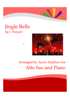 Book cover for Jingle Bells for alto sax solo - with FREE BACKING TRACK and piano accompaniment to play along with
