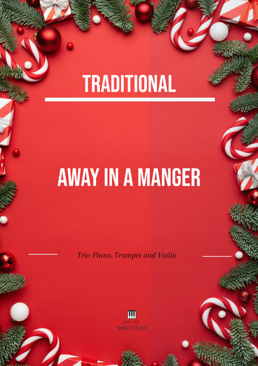Traditional - Away In A Manger (Trio Piano, Trumpet and Violin) with chords Small Ensemble scores gallery preview page 1