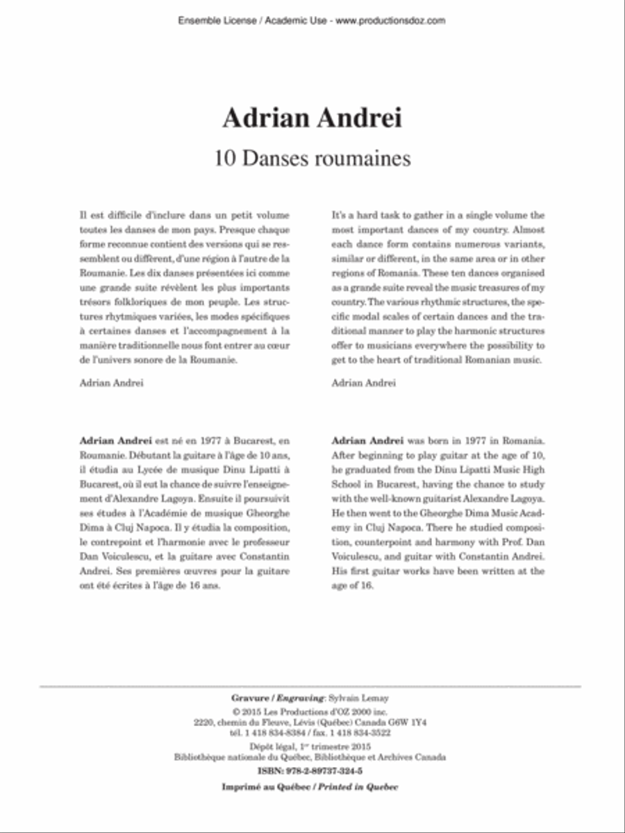10 Danses roumaines Classical Guitar scores gallery preview page 2