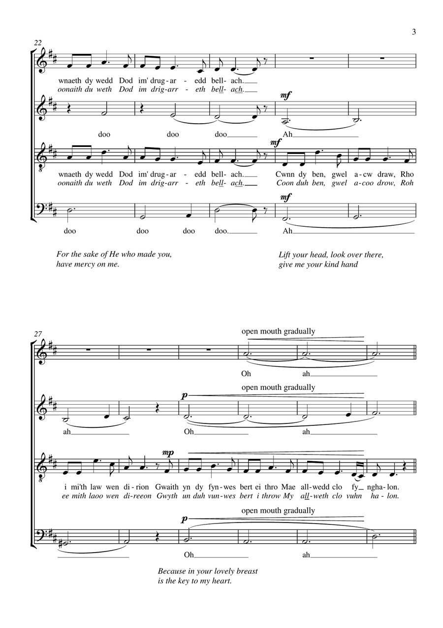 Bugeilio'r Gwenith Gwyn (Watching the White Wheat) Divisi scores gallery preview page 4