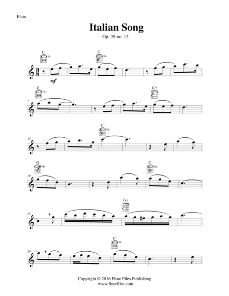Italian Song - Flute Solo with Guitar Chords image number null