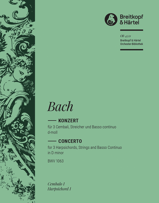 Book cover for Harpsichord Concerto in D minor BWV 1063