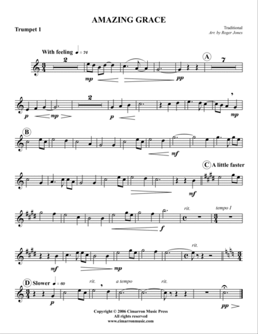 Amazing Grace Brass Quintet scores gallery preview page 3