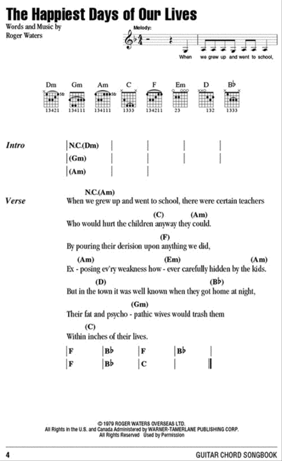 Pink Floyd – Guitar Chord Songbook Guitar scores gallery preview page 4