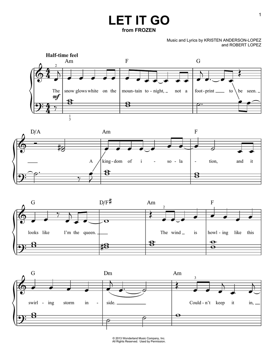 Frozen let shop it go piano