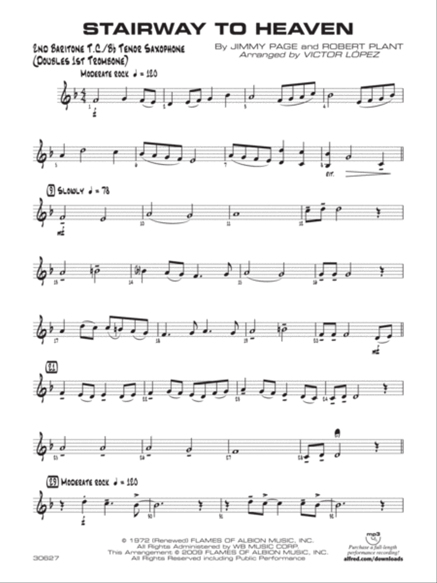 Stairway to Heaven: 2nd Baritone T.C. Jazz Ensemble scores gallery preview page 1