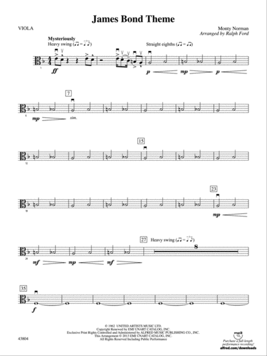 James Bond Theme: Viola Full Orchestra scores gallery preview page 1